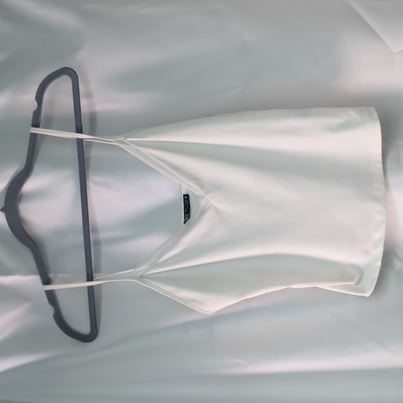 Zara Tops - Zara white v neck tank top with mesh detailing.